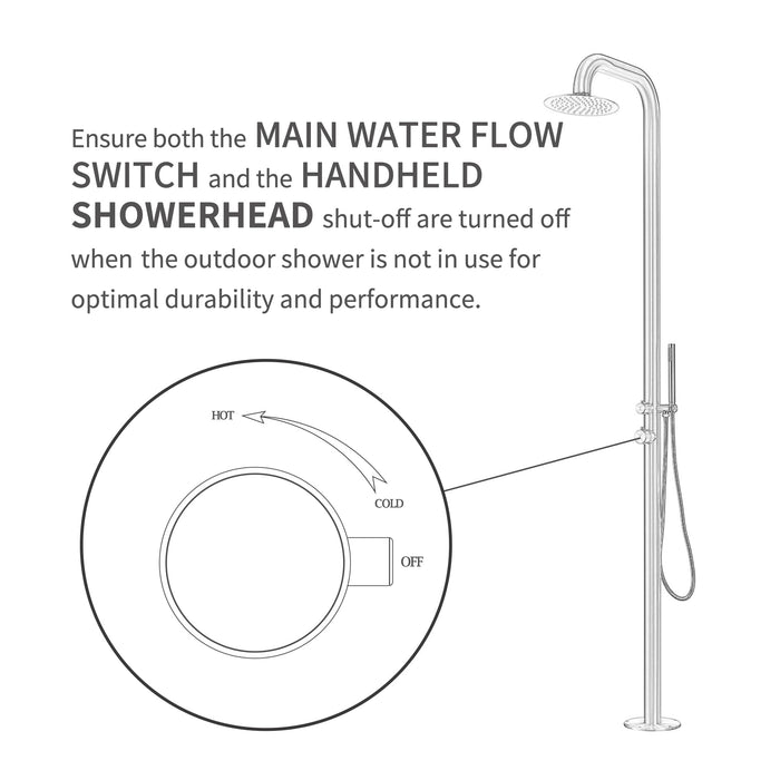 Brushed Polish Stainless Steel Outdoor Shower