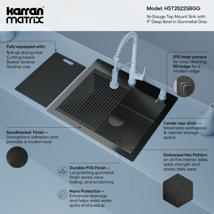 Stainless Steel Gunmetal Grey Kitchen Sink 3