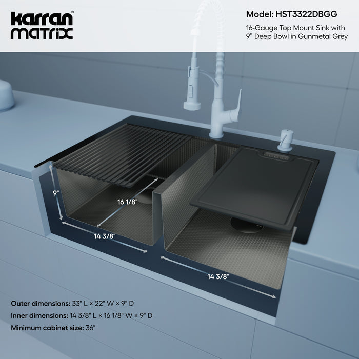 Stainless Steel Gunmetal Grey Kitchen Sink 5
