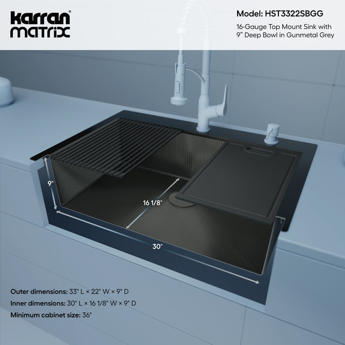 Stainless Steel Gunmetal Grey Kitchen Sink 5