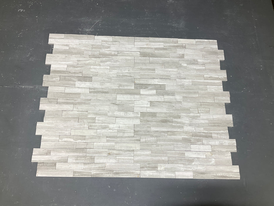 White Wood Split Face Marble Ledgestone - 6" x 24" 2