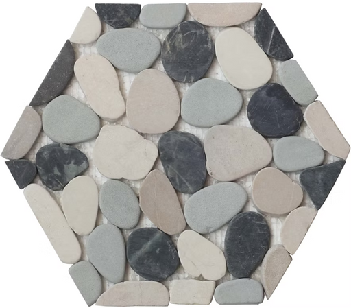 Pebble Black, Tan & Green Mosaic Honed 1