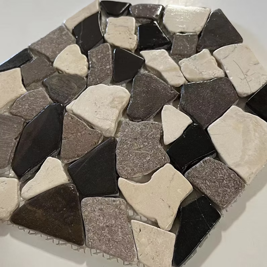 Marble White & Light Grey Mosaic Honed 2