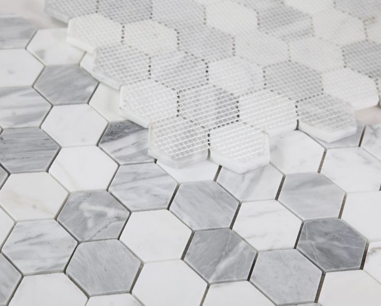 Husk Marble Mosaic - 2" Hexagon