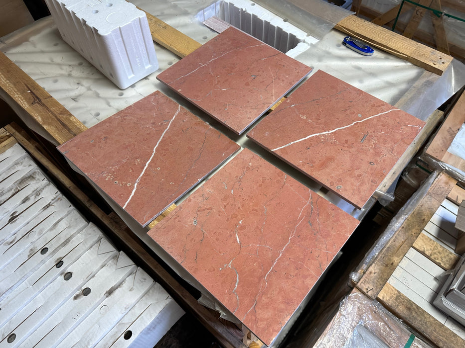 Rojo Alicante Marble Tile - 12" x 12" x 3/8" Honed