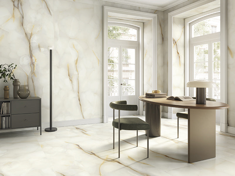 Imperial Onyx Perla Porcelain Tile - Lappato