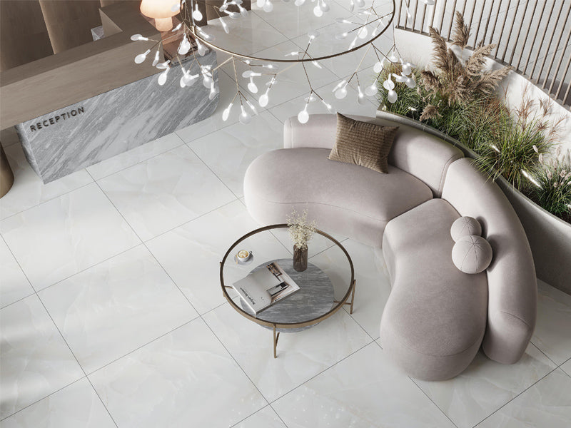 Imperial Onyx White Porcelain Tile - Lappato