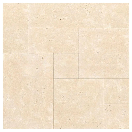 Ivory Cross Cut Filled & Honed Travertine Versailles Pattern