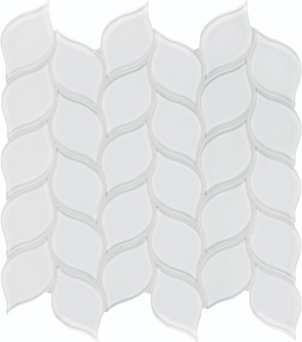 Full Sheet Sample - Aquatica Element Ice Petal Glass Mosaic - 11.25" x 11.75" Glossy