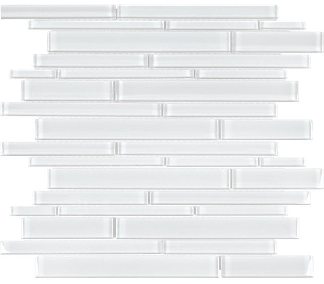 Full Sheet Sample - Aquatica Element Ice Random Linear Glass Mosaic - 11.75" x 11.75" Glossy