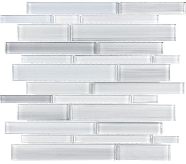Full Sheet Sample - Aquatica Fusion Ice Random Linear Glass Mosaic - 12" x 12" x 8 MM Glossy