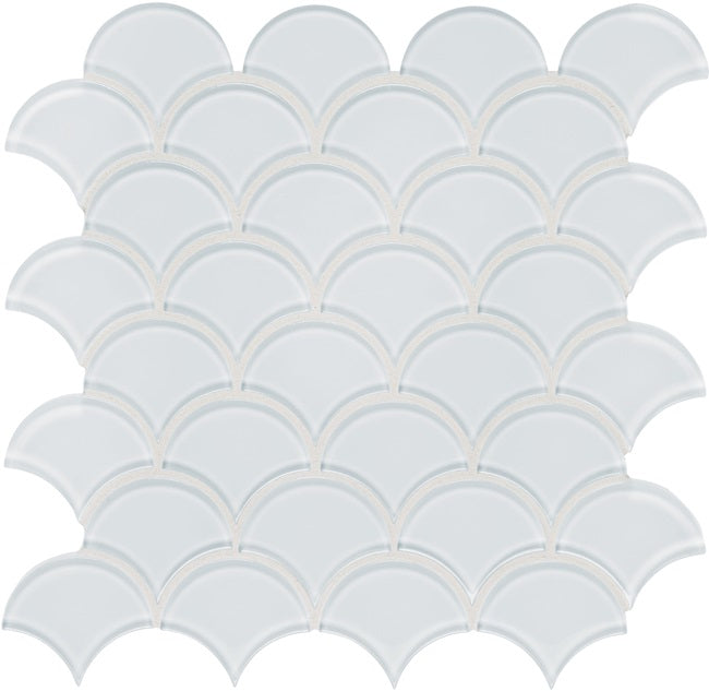 Full Sheet Sample - Aquatica Element Ice Scallop Glass Mosaic - 11.75" x 11.75" Glossy