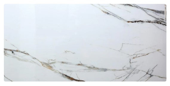 Indah White Polished Porcelain Tile - 24" x 48" x 1/3"