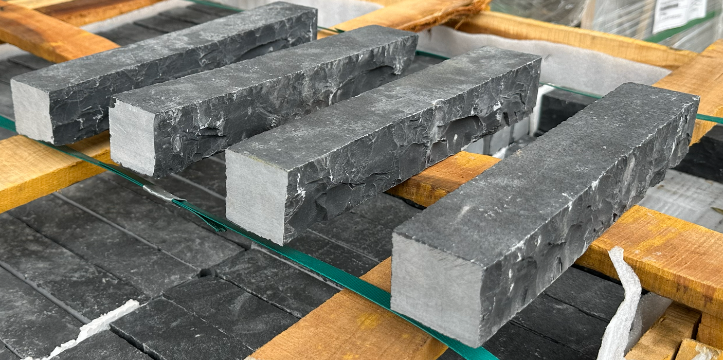 Indian Black Natural Cleft Face, Gauged Back Limestone Wainscot Sill - 2 1/2" x 12" x 1 3/4" - 2" 2