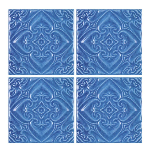 Melange Porcelain Indiano Azzuro Deco Blue TONMELA Tile Semi Gloss 1