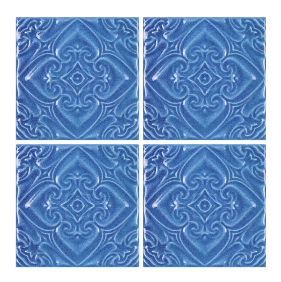 Melange Porcelain Indiano Azzuro Deco Blue TONMELA Tile Semi Gloss 1