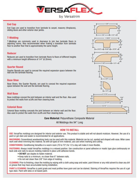 VersaFlex Wood Oak End Cap Polyurethane 3