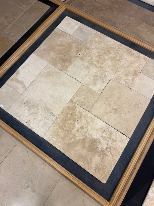 Ivory Cross Cut Brushed Travertine Pattern - Various Sizes