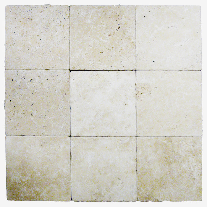 Full Paver Sample - Ivory Travertine Paver - 6" x 6" x 1 1/4" Tumbled