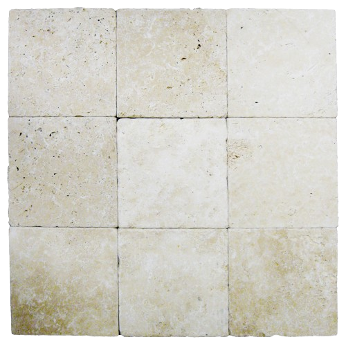 Full Paver Sample - Ivory Cross Cut Travertine Paver - 16" x 16" x 1 1/4" Tumbled