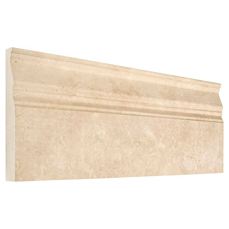 Ivory Travertine Baseboard - 5" x 12" Unfilled & Honed