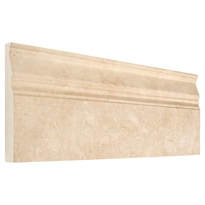Ivory Travertine Baseboard - 5" x 12" Unfilled & Honed