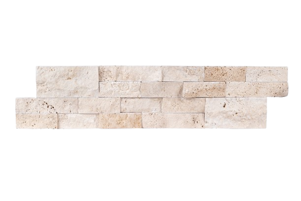 Full Ledger Sample - Ivory Cross Cut Travertine Ledgestone - 6" x 24" x 1/2" - 1 1/8" Natural Cleft Face with Gauged Back