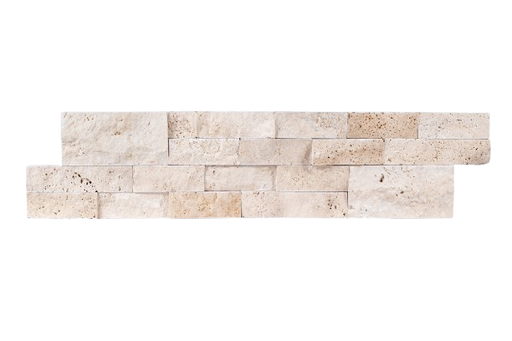 Ivory Natural Cleft Face, Gauged Back Travertine Ledgestone - 6" x 24"