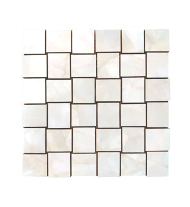 Full Sheet Sample - Mother Of Pearl Ivory Basket Weave Porcelain Mosaic - 12" x 12" Matte