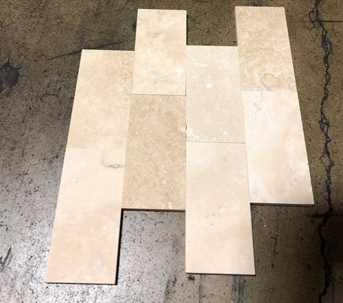 Ivory Cross Cut Filled & Honed Travertine Tile - 3" x 6" x 3/8"