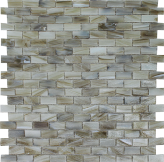 Full Sheet Sample - Aquatica Aurora Jade Deco Staggered Glass Mosaic - 12.25" x 12.75" Glossy