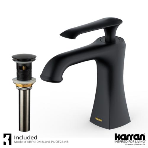 Woodburn Solid Brass Matte Black Bathroom Faucet 2
