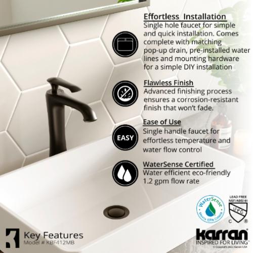 Woodburn Solid Brass Matte Black Bathroom Faucet 5