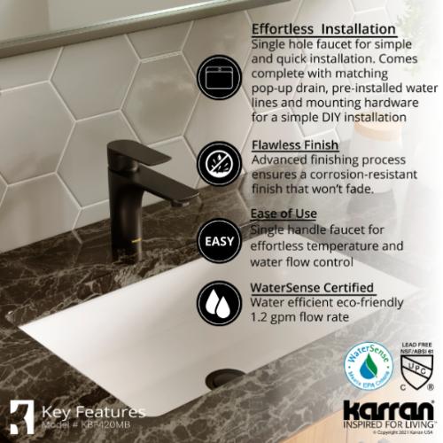 Kayes Solid Brass Matte Black Bathroom Faucet 5