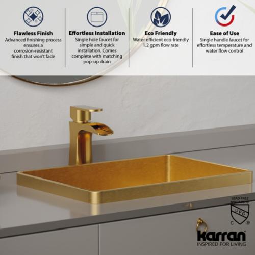 Kassel Solid Brass Gold Bathroom Faucet 5