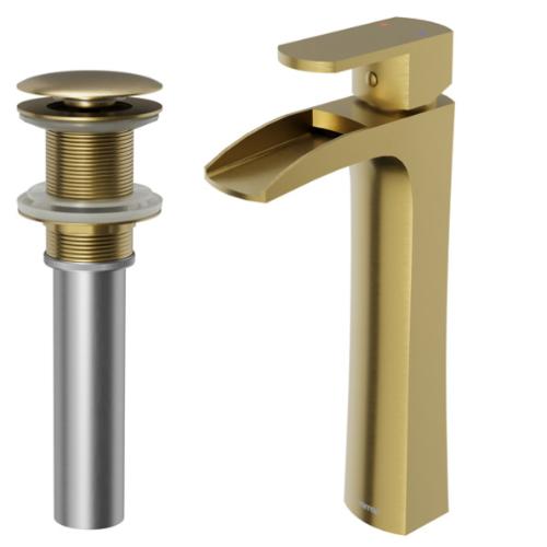 Kassel Solid Brass Brushed Gold Bathroom Faucet 2