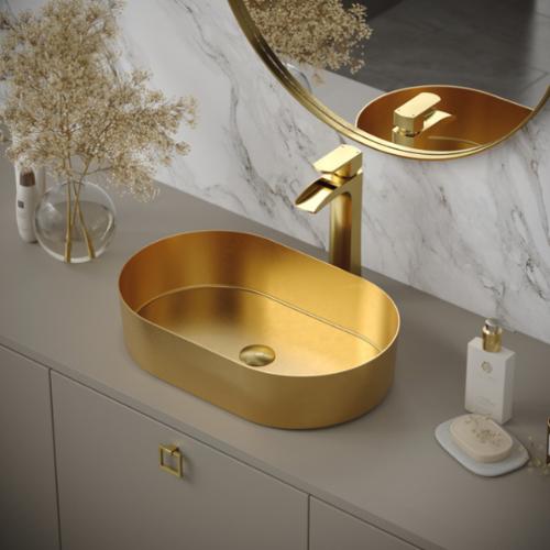 Kassel Solid Brass Brushed Gold Bathroom Faucet 3