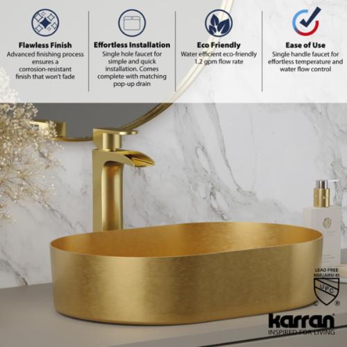 Kassel Solid Brass Brushed Gold Bathroom Faucet 5