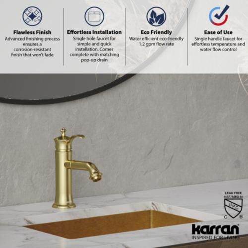 Vineyard Solid Brass Brushed Gold Bathroom Faucet 5