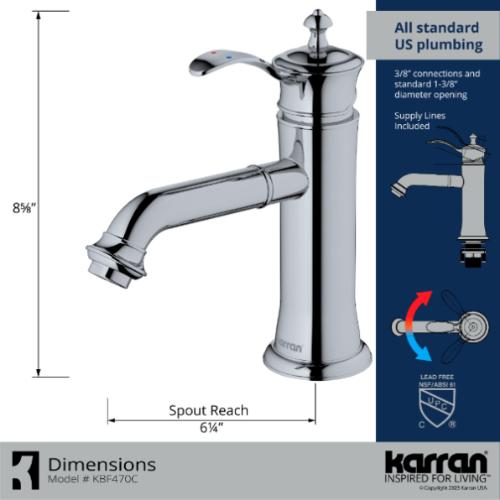 Vineyard Solid Brass Chrome Bathroom Faucet 4