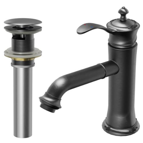 Vineyard Solid Brass Gunmetal Grey Bathroom Faucet 2