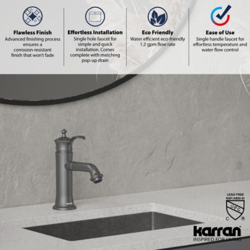 Vineyard Solid Brass Gunmetal Grey Bathroom Faucet 5