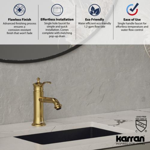 Vineyard Solid Brass Gold Bathroom Faucet 5