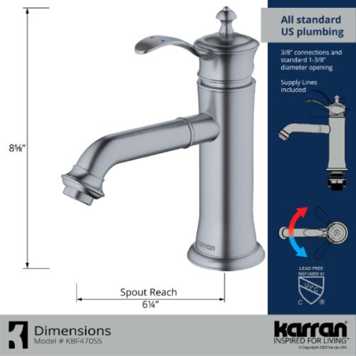 Vineyard Solid Brass Stainless Steel Bathroom Faucet 4