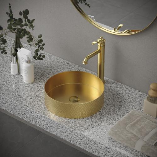 Vineyard Solid Brass Brushed Gold Bathroom Faucet 3