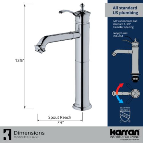 Vineyard Solid Brass Chrome Bathroom Faucet 4