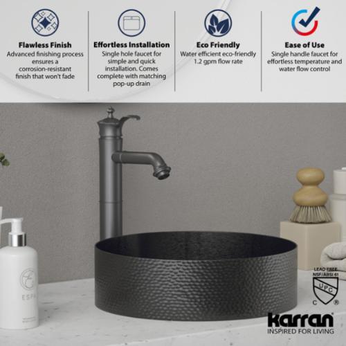 Vineyard Solid Brass Gunmetal Grey Bathroom Faucet 5