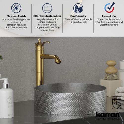 Vineyard Solid Brass Gold Bathroom Faucet 5
