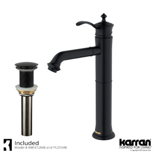 Vineyard Solid Brass Matte Black Bathroom Faucet 2