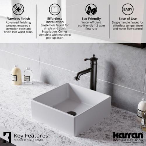 Vineyard Solid Brass Matte Black Bathroom Faucet 5